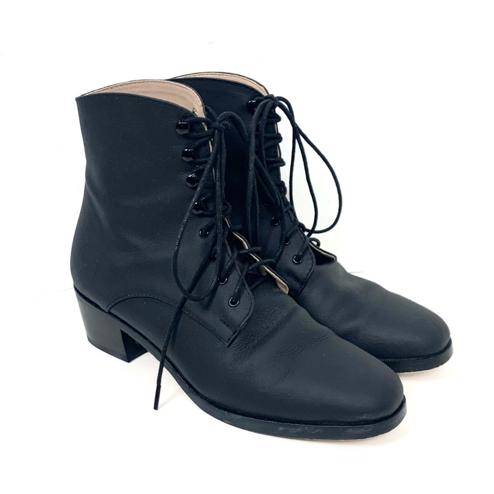 Christy Dawn The Dawn Boot Leather Black Size 8 Lace Up Cottagecore Goth